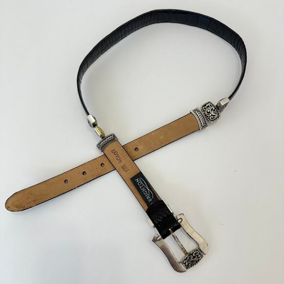 Brighton Marcus Reversible Leather Belt Brown Black Two Tone Gold Silver M/L - Picture 5 of 11